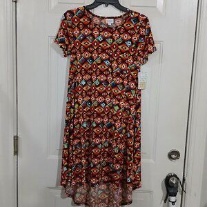 LuLaRoe Sz XXS High-Low Dress Multicolor geometric Aztec Print